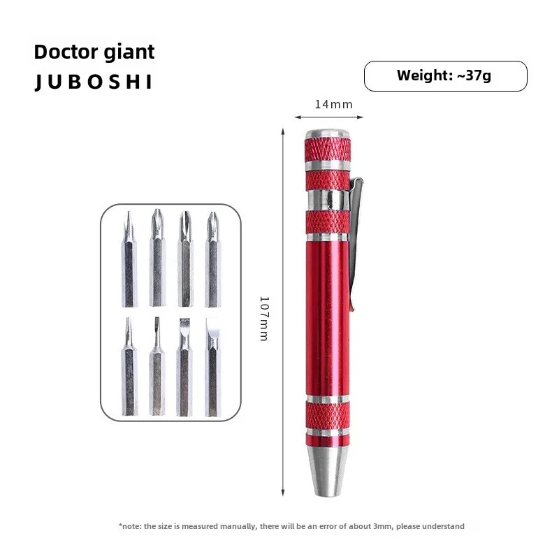 8-in-1 Customized Aluminum Alloy Pen Type Manual Screwdriver Set Phillips & Slotted  with Steel & Plastic Handle