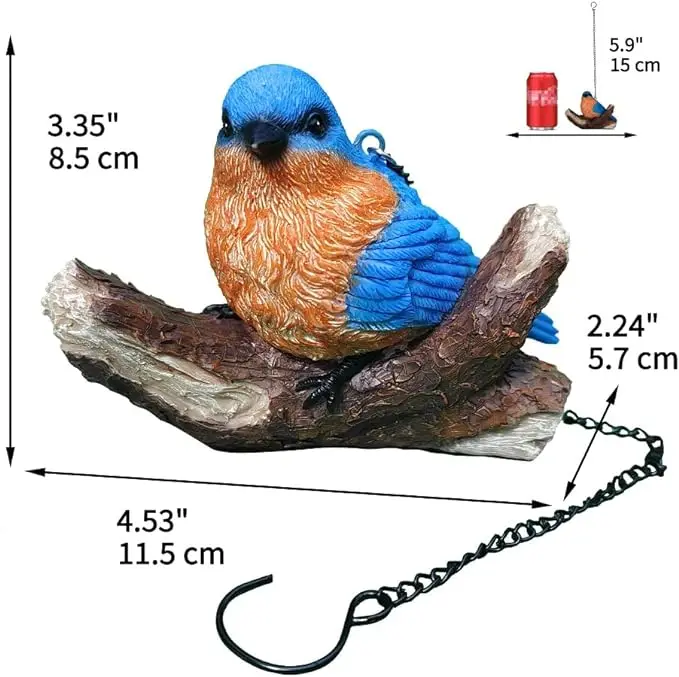 Custom Resin Blue Bird Figurine Garden Decor