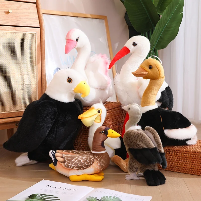 Lifelike Soft Ostrich Flamingo Swan Pelican Vulture Eagle Wild Zoo Animal Stuffed Toys