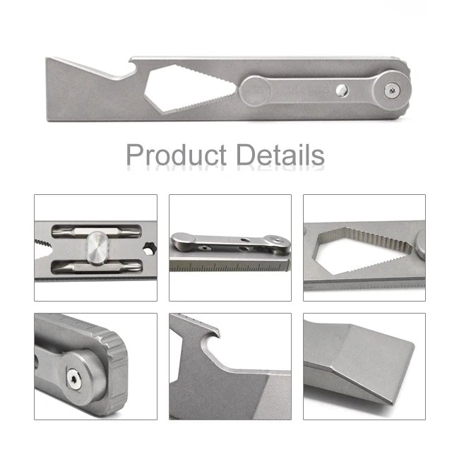 TC4 Titanium Alloy Multi Tool Crowbar Bottle Opener Titanium Pry Bar EDC Multifunction Tools for keychains bottle opener