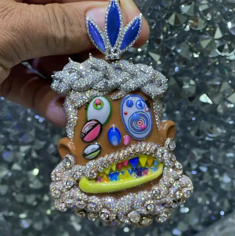 CITIES Jewelry Hiphop Avatar Savage Tribe 925 Sterling Silver Full Iced Out VVS Moissanite Pendants