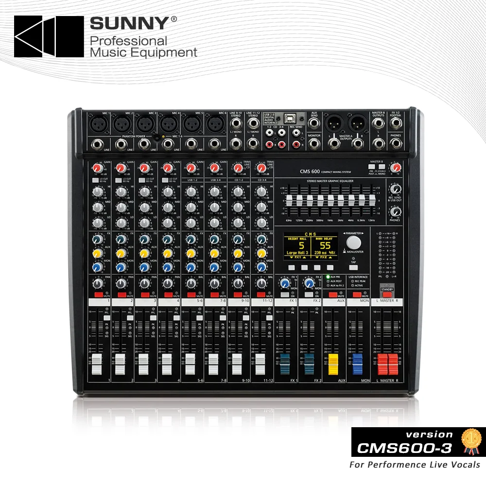Dynacord 6 Channel Audio Mixer CMS600 CMS 600 CMS600-3 Professional Powered Mixing Console Power Mixer Amolifier 48V Phantom