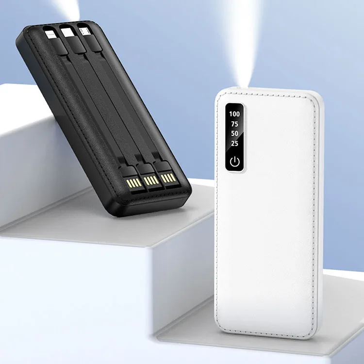 Power Bank 20000mAh Portable Powerbank Built-in 3 Cables Mobile Phone External Battery Charger Powerbank 20000 mAh