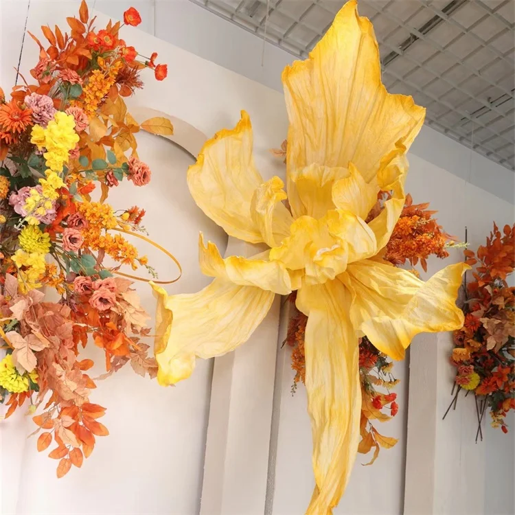 YC 2905 Window Dressing Large Silk Opening Paper Giant  Flower Artificial For Wedding Stage Decor Centerpiece Flower