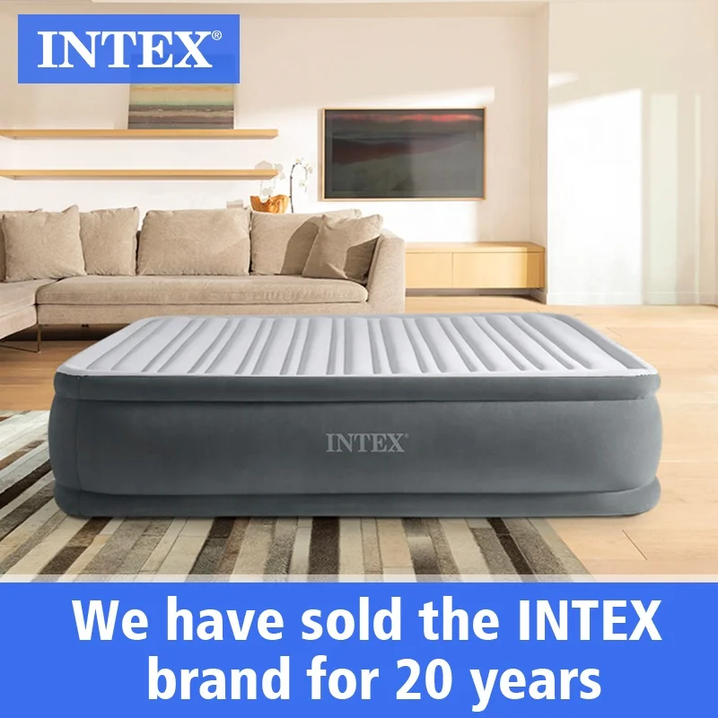 INTEX 67770  QUEEN DURA-BEAM Flocking  COMFORT-PLUSH  Camping  air Mattress  WITH BIP