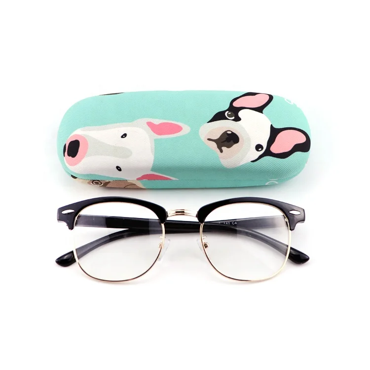Kids lovely reading glasses case leather iron hard eyewear case portable eye frame cases glasses pouch