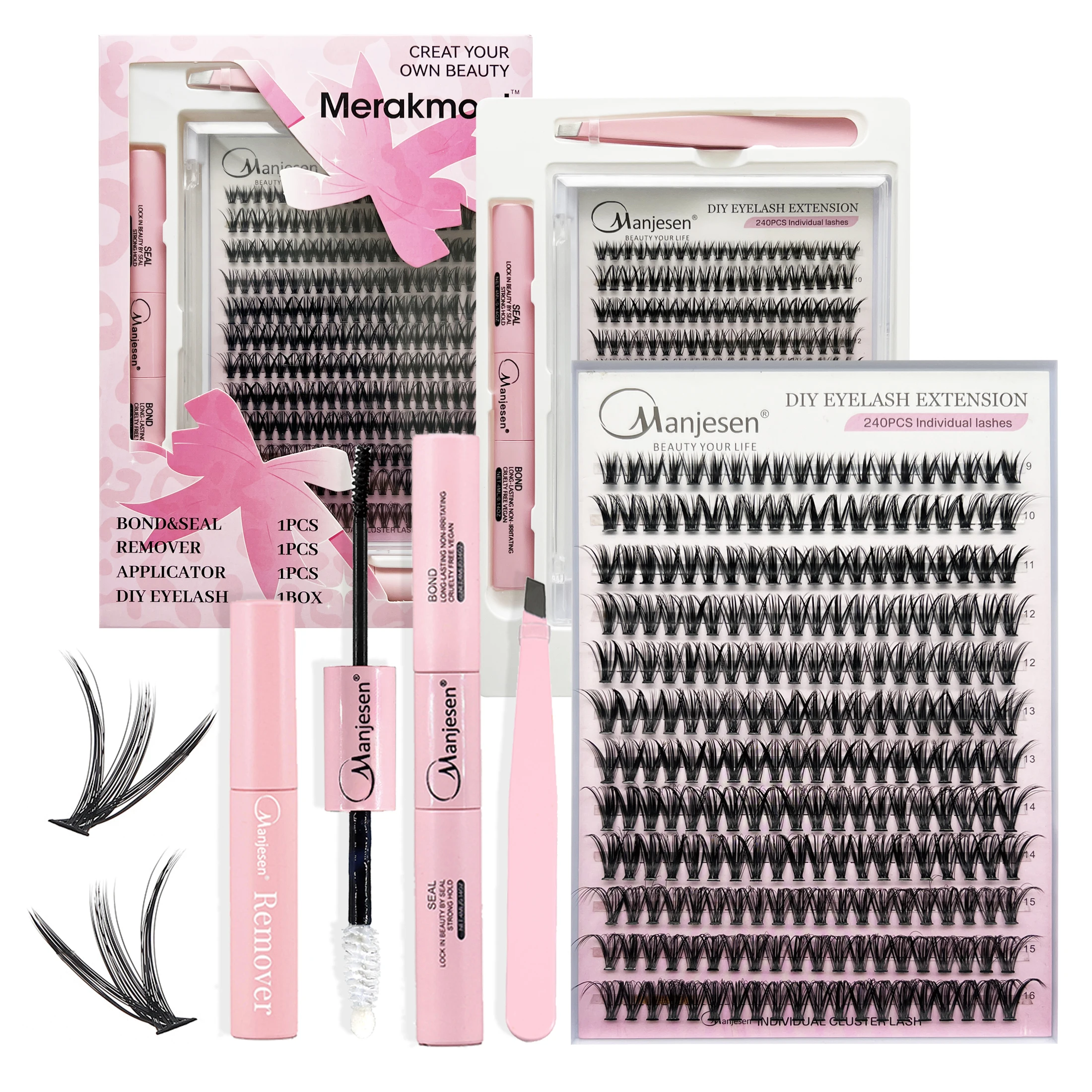 New Individual Wispy D Curl Segment Mink DIY Lash Clusters Eyelash Extension Trays Wholesale Private Label Cluster