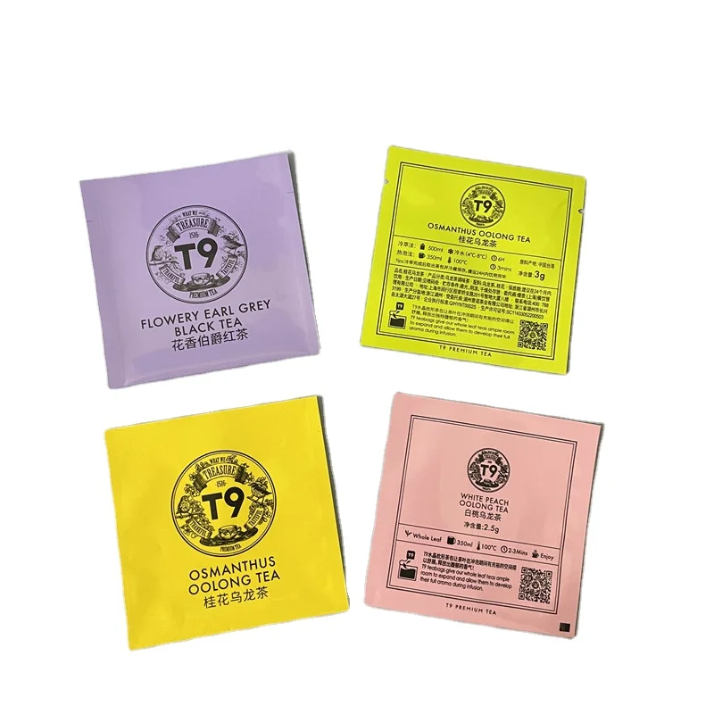 Heat Seal Custom Logo Tea Bag Drip Coffee Packaging Powder bag 3 Side Seal Sachets For Energy Granola Bar