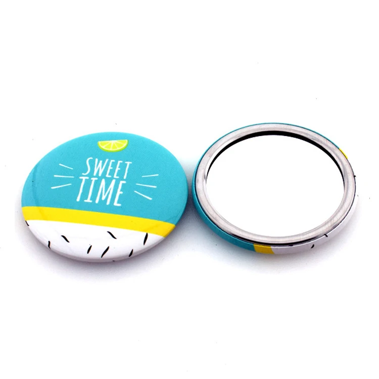 Custom Design Logo Round Tin Button Pin Badge with Mirror