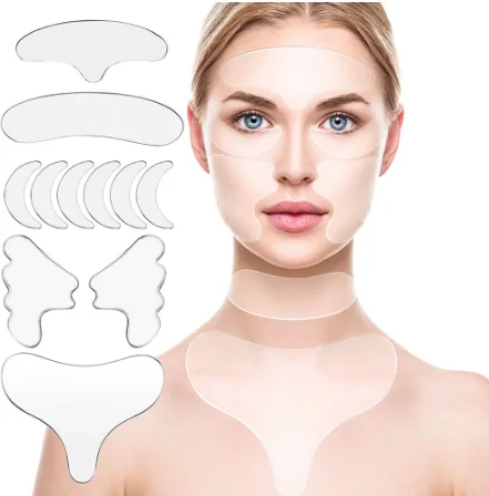 11Pcs Reusable Silicone Wrinkle Removal Sticker Face Forehead Neck Eye Sticker Pad Anti Wrinkle Aging Skin Lifting Care Patch