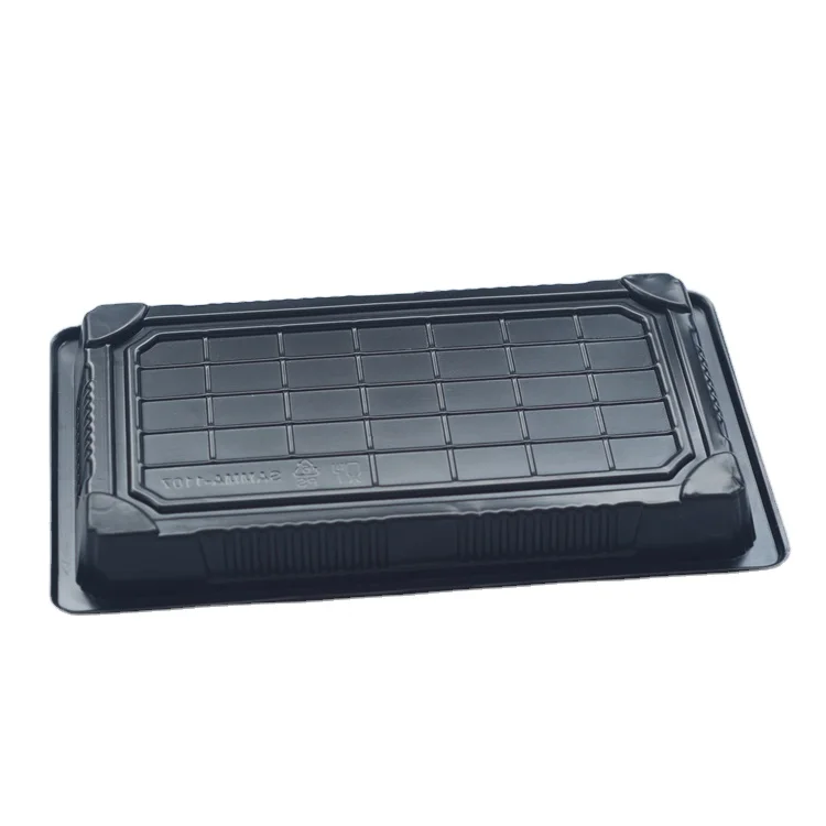 SM1-1107CH Black Takeawy Plastic  Disposable Blister Restaurant Take Away Food Packaging Tray Sushi Box and Lid