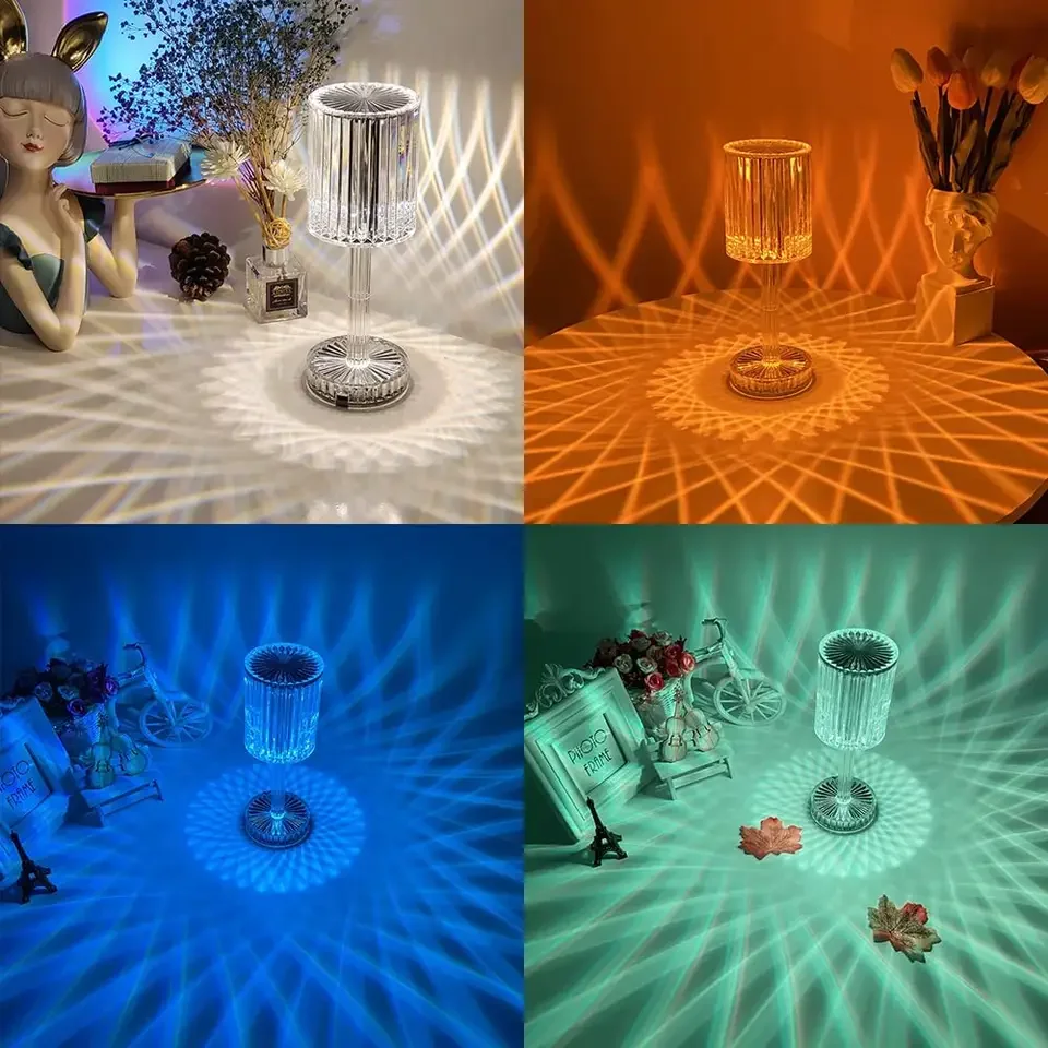 Modern design led linear crystal table lamp 3 colors or RGB 16 colors with remote control desk lamp night light crystal lamp