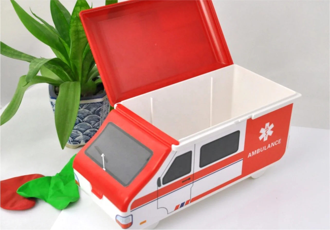 Cartoon ambulance car beauty design medical emergency kit  first aid kit travel set