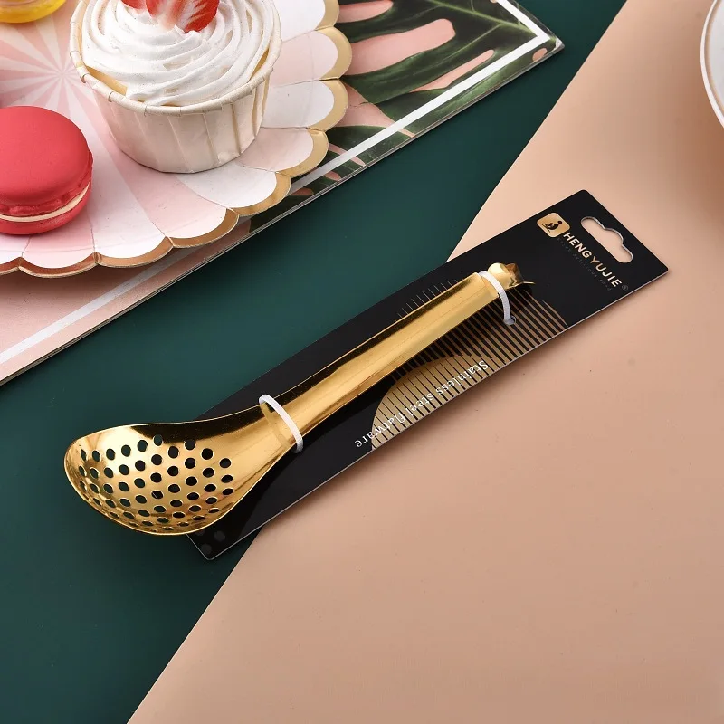 kitchen accessories new products stainless steel 304 metal silver slotted caviar spoon