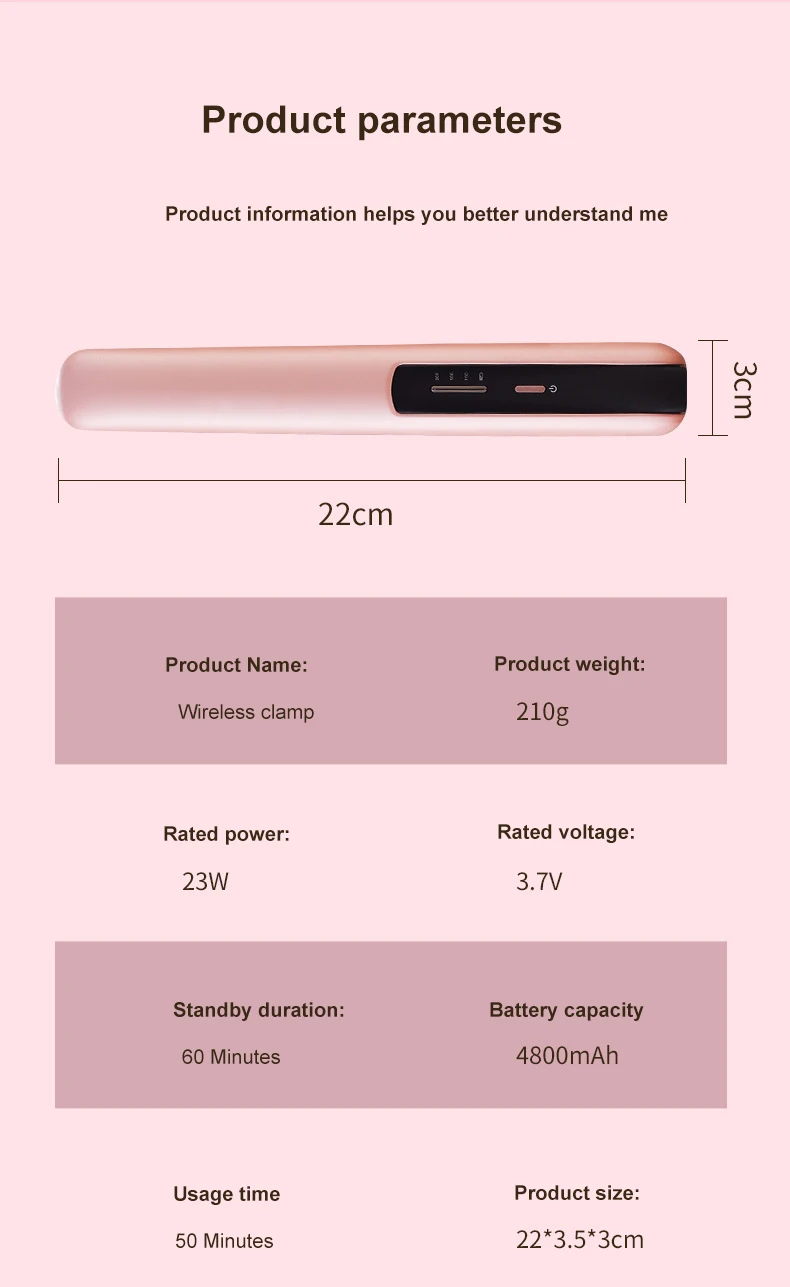 2 In 1 Private Label Portable Ceramic Flat Iron Cordless Hair Straightener Clips Mini Curly