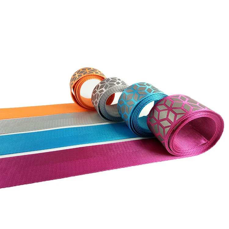Custom Pattern Printing High Visibility Sewed on Reflective Ribbon Webbing Tape for Apparel with Heat Transfer Reflector
