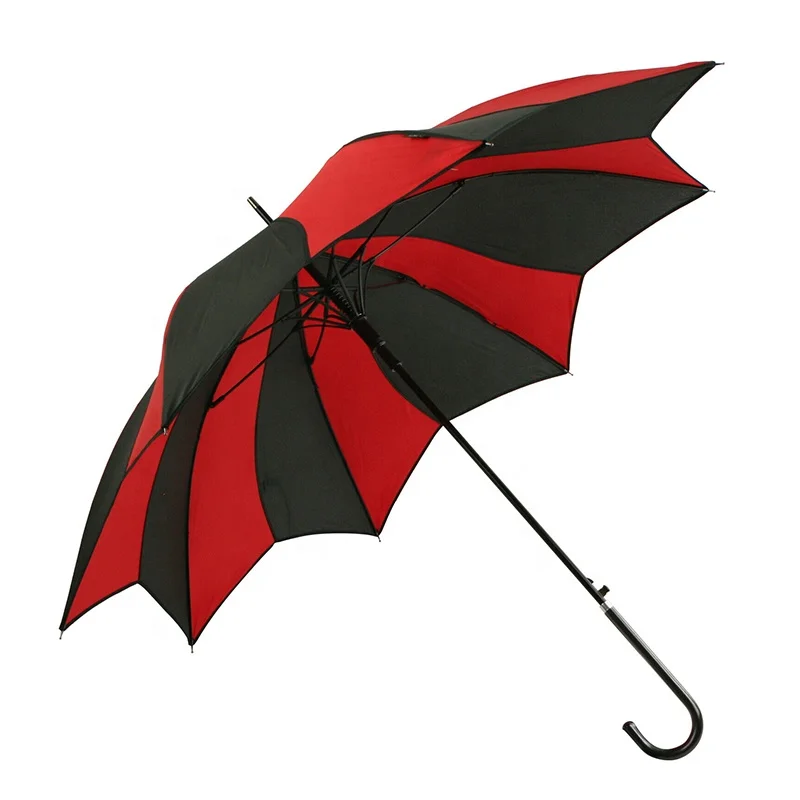 Fashion Dome Flower Petal Leaf Shape Automatic Ladies Swirl Walking Cane Umbrella