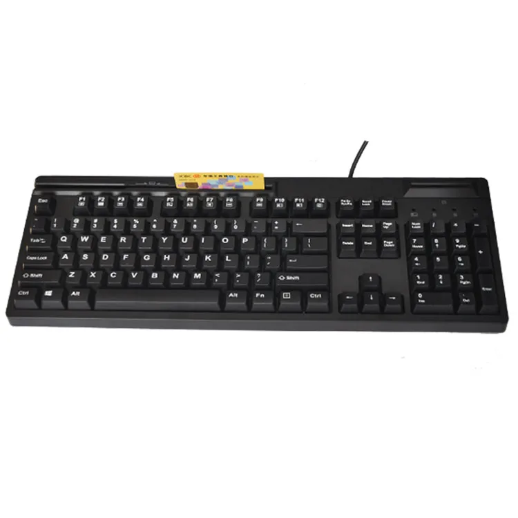 Factory Price Keyboard Membrane Magnetic Stripe Reader Chip Card 104 Keys Keyboard with Smart Card Reader