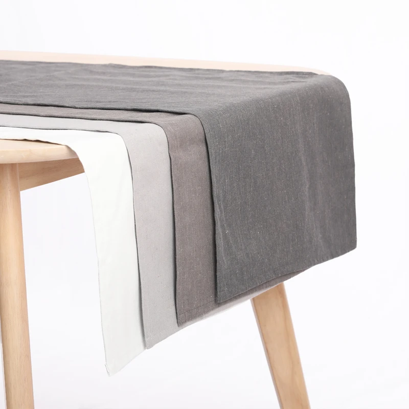 Solid Woven Waterproof Poly-linen Christmas Dining Table Runners for Kitchen Decoration