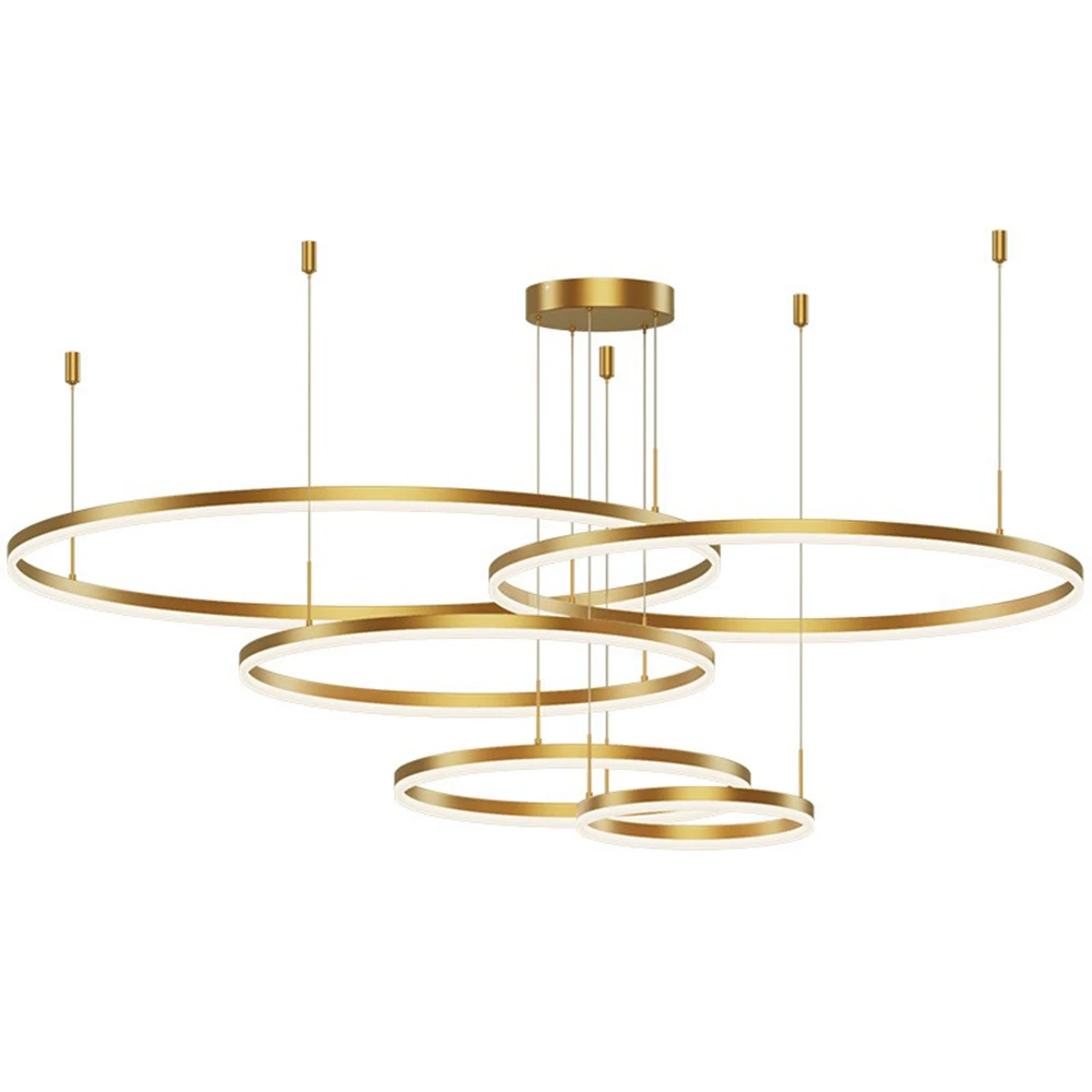 Morden Simple Design  3 Years Warranty CRI 90 Flicker Free Gloden Aluminum Tri-rings LED Pendant Light for Hotel Residence