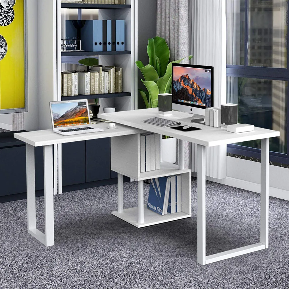 High Quality Modern Computer L Shape Work Tables Office Furniture Rotating PC Writing Table