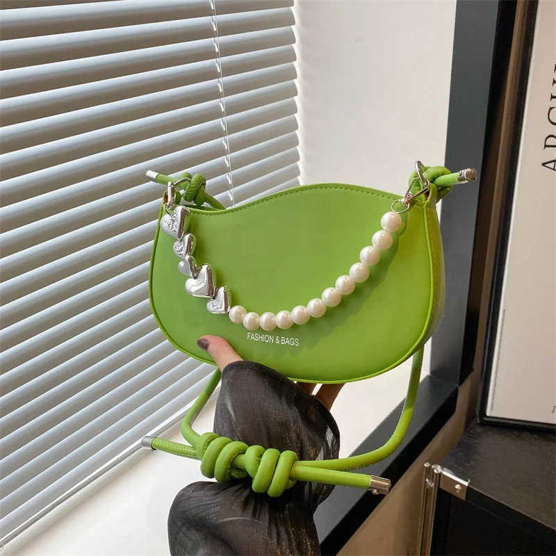 2024 new trendy pearl one-shoulder fashion simple messenger handbag for women