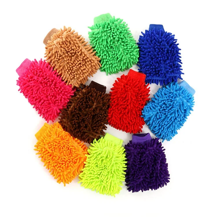 Оптовая продажа принадлежности для очистки автомобиля перчатка мытья из микрофибры M без царапин синели