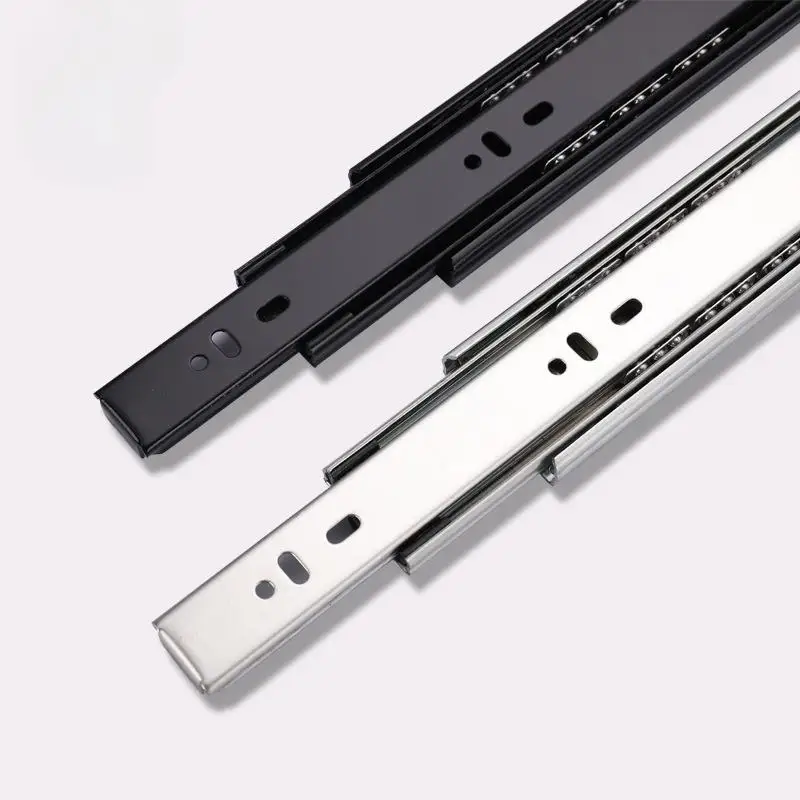 For Furniture Malls Hospitals Hotels Kitchens 45mm Steel Ball Bearing Drawer Slides 3 Fold Modern Design Drawer Slides