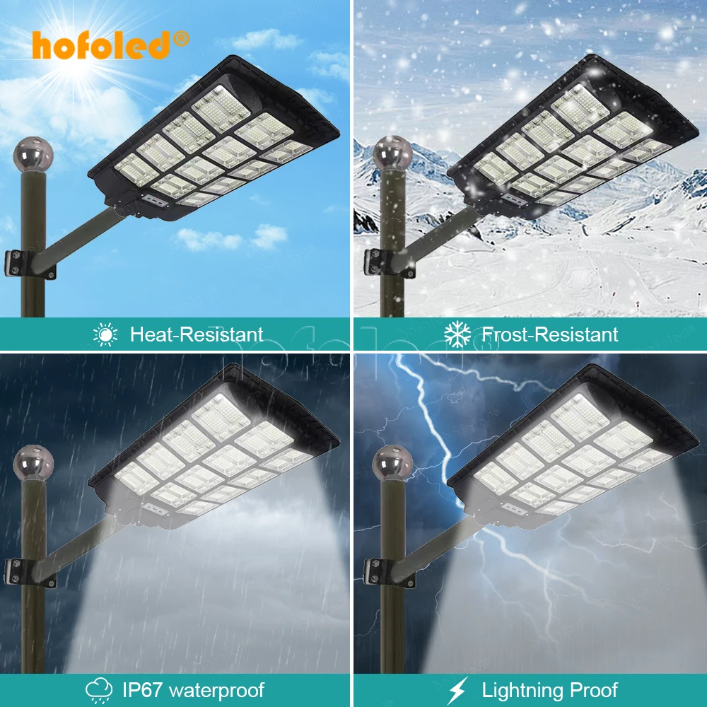 500W 1000W 1500 Wattage High Lumen Motion Sensor Solar Security Waterproof Outdoor Solar Powered Street Light