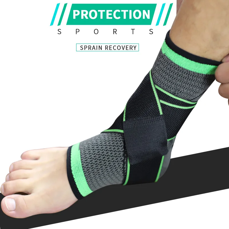 Adjustable breathable compression ankle support brace for running walking