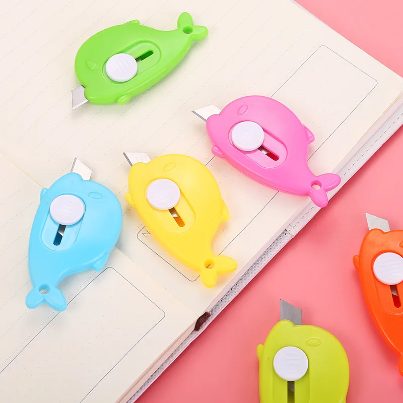 JPS OEM Custom cute cartoon Mini cartoon small portable carrot dolphin whale Utility knife