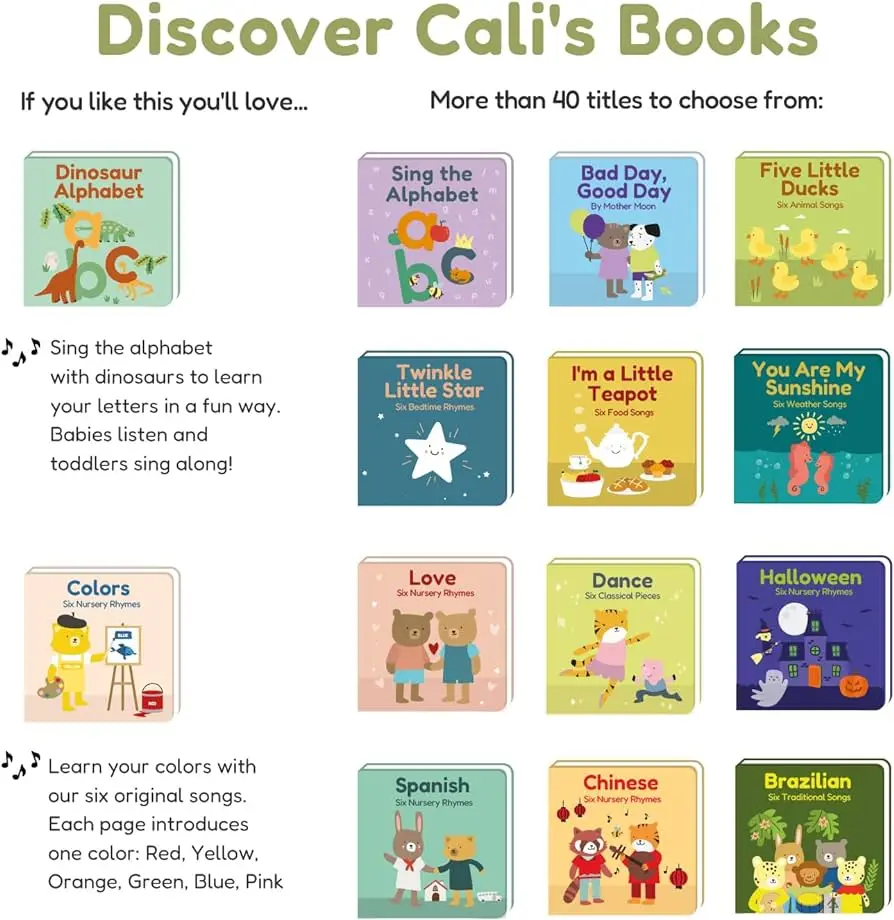 Famous English and Spanish Nursery song Sound Board books for Toddlers 1-3 and 2-4