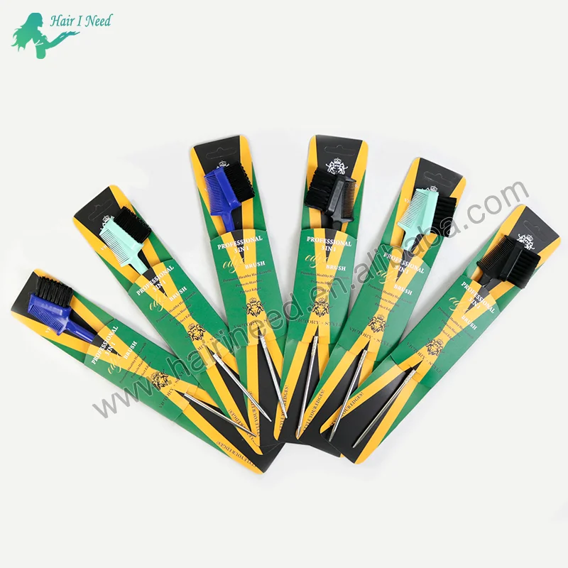 Luxury Private Label Package Styling Tool Bristle Hair Edge Control Brush Custom Logo Packaging Double Sided Edge Brush For Hair