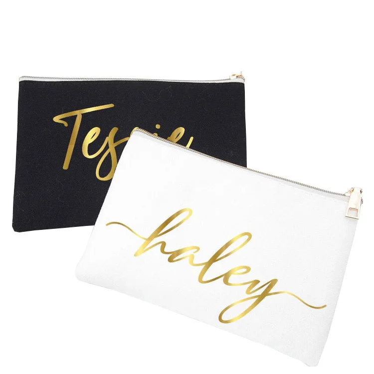 Wholesale Custom Design Logo Printed Plain Organizer Gift Pencil Cotton Canvas Pouch Toiletry Travel Makeup Cosmetic Bag