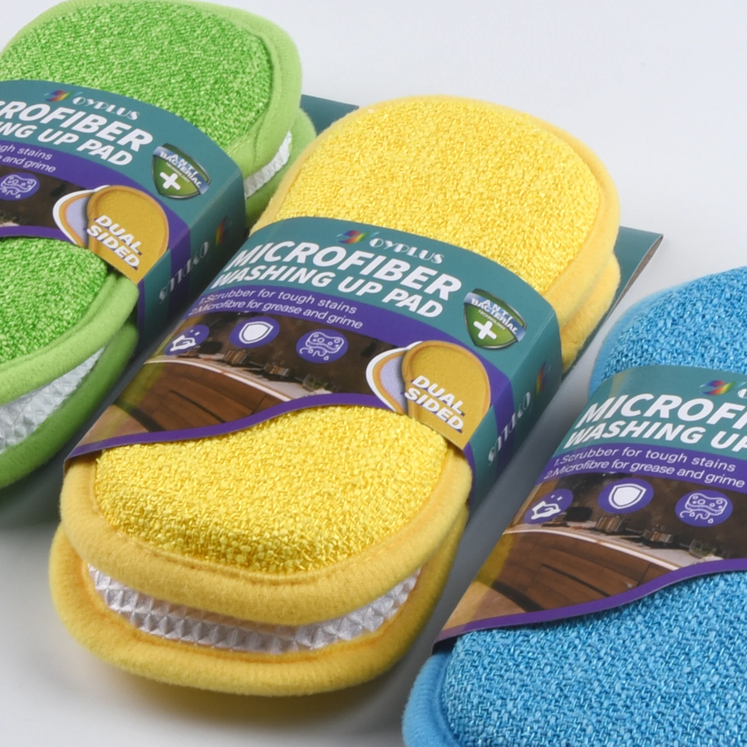 2in1 Microfiber Scourer Dish Sponge Scouring Pad Dishwasher Kitchen Cleaning Sponge