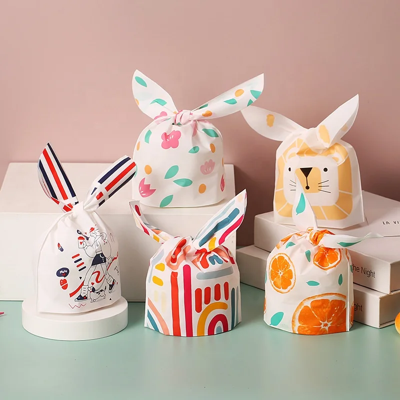 Eco-Friendly Plastic Bakery Packaging  pastry plastic bag Baked candy gift packaging rabbit ears dessert rabbit bag