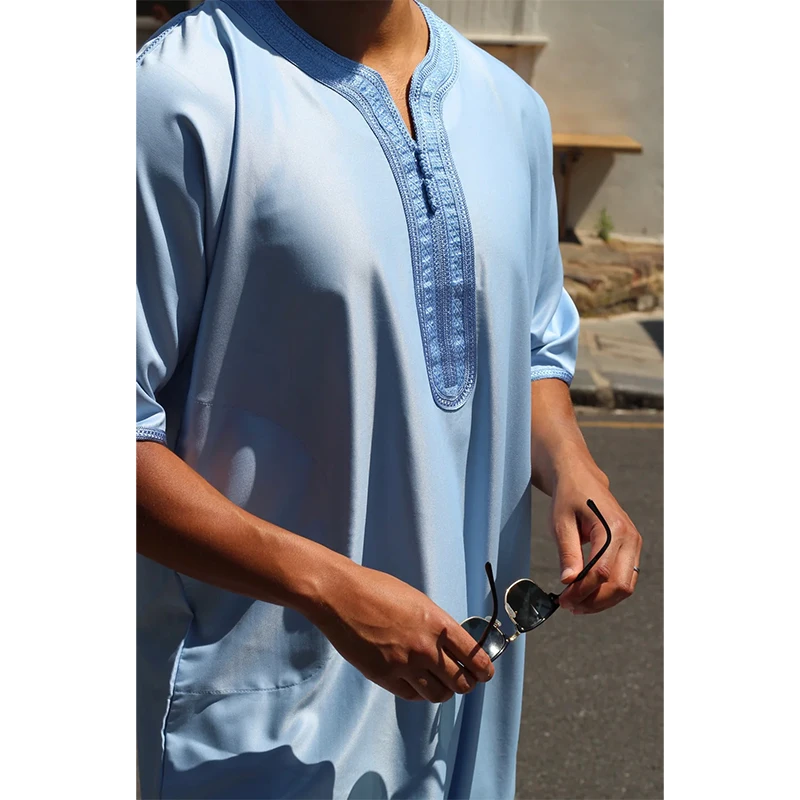 Custom premium fabric traditional moroccan thobes wholesale embroidery thobe hommes musulman