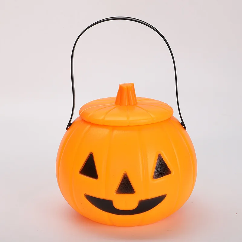 Jack-o-lantern with cover plastic pumpkin pail Halloween props lantern