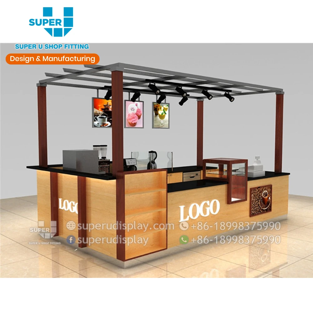 One-stop Elegant Coffee Kiosk Decoration Solution Latest Modern Cafe Wooden Furniture Stores Showroom Layout Design
