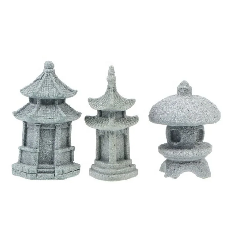 Resin Zen Garden Pagoda Statue Garden Miniature Tower Decor Lantern Mini Zen Garden Figurine