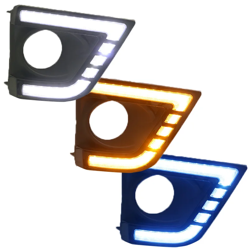 Auto lamp DRL LED Daytime Running lights three color Fog Lamp cover For Toyota Corolla 2014-2017