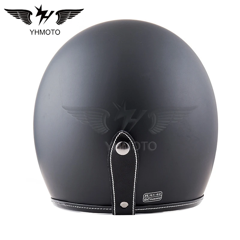 YHMOTO Low Profile Cafe Racer Novelty Half Helmet Motorcycle Retro Pilot Helmet Vintage Moto Cycle Helmet