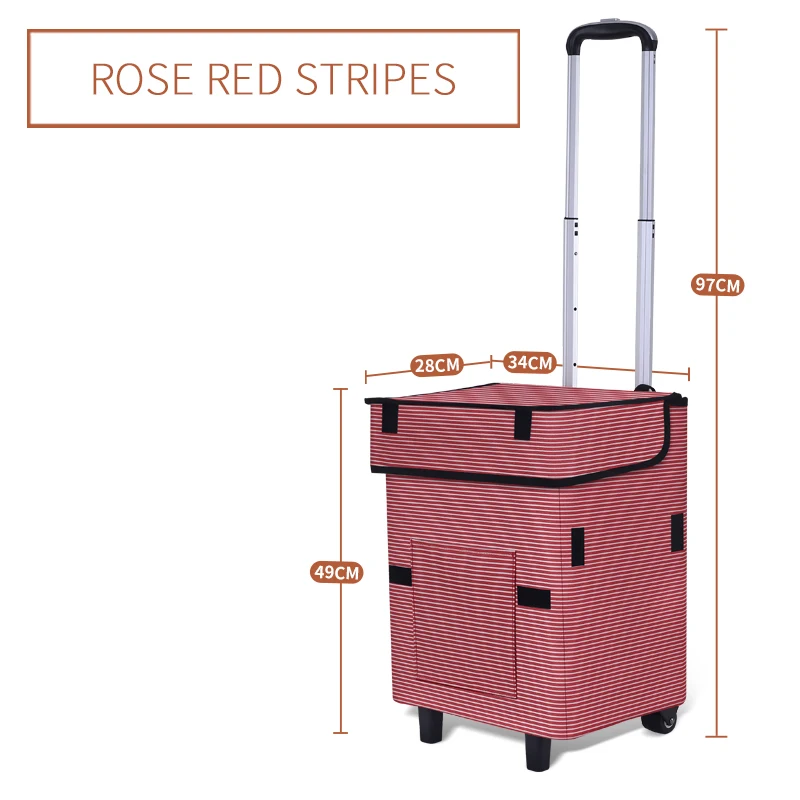 Multipurpose Lightweight Shopping Cart Trolley Bags Aluminum Folding Hand Trolley Cart With 4 Wheels