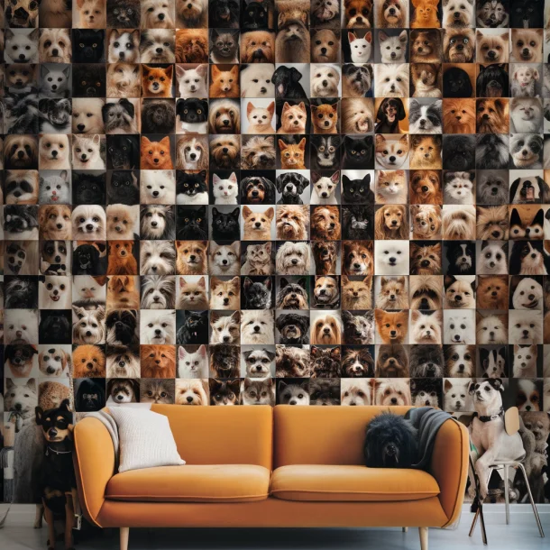 Dog Photos Background Decoration Wallpaper Peel and Ptick for Pet Shop Bedroom Wall Decoration