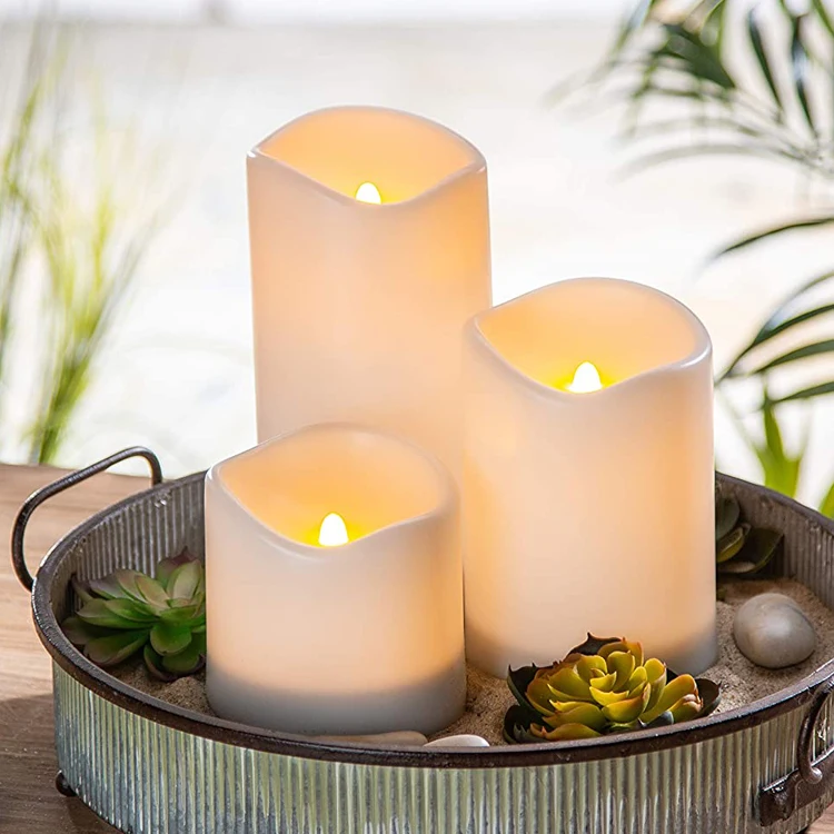 2022 Hot Sale Table Standing Decoration 4inch Waterproof Wave Top Decorative Led Powered Candle Light Powered By Solar