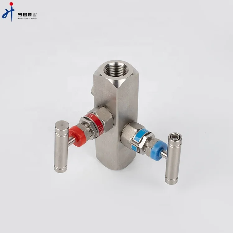 304 or 316L Stainless Steel in-Line Manifold NPT Female Thread L Type 2-Valve Manifolds