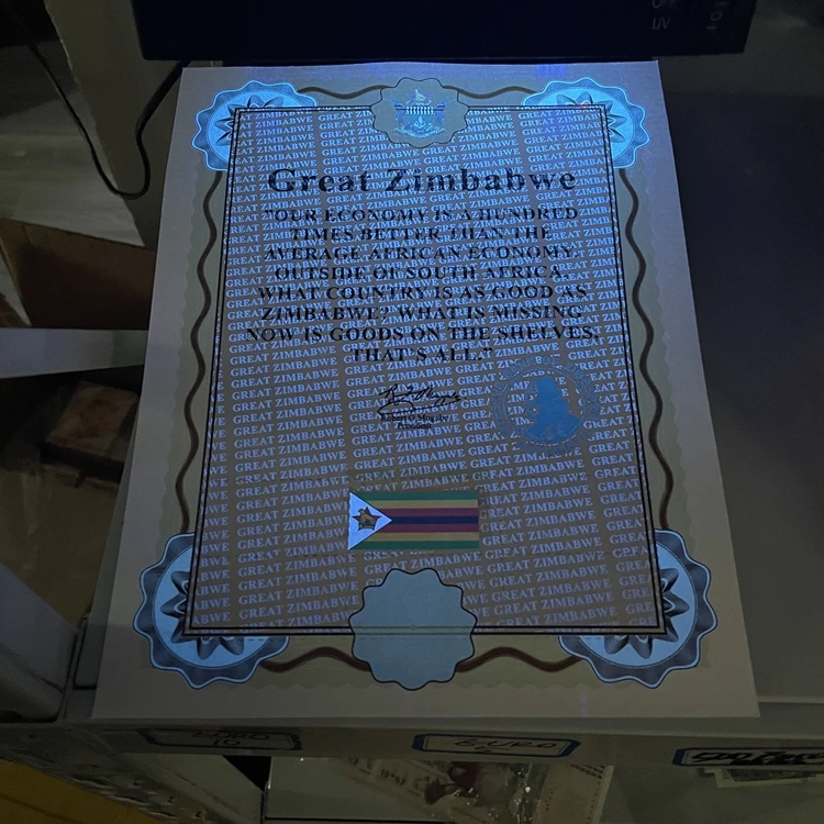 200 шт. бумажные сертификаты с серийным номером Zimbabwe логотипом от подделки в подарочной коробке