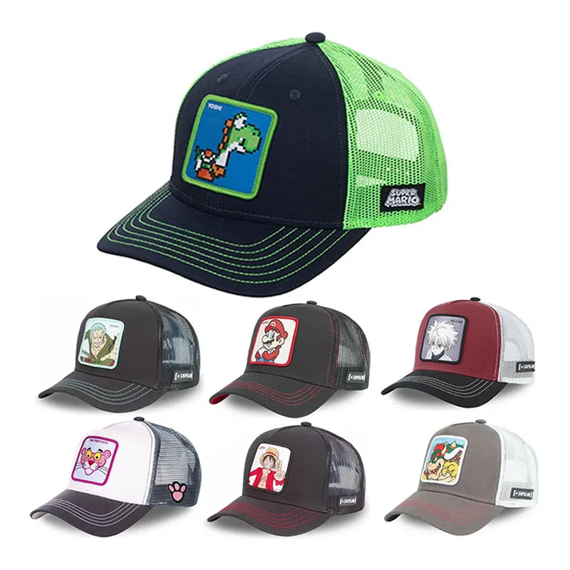 New Brand Anime Snapback Cotton Baseball Cap Men Women Hip Hop Dad Mesh Hat Trucker Hat Mario and Astro Boy