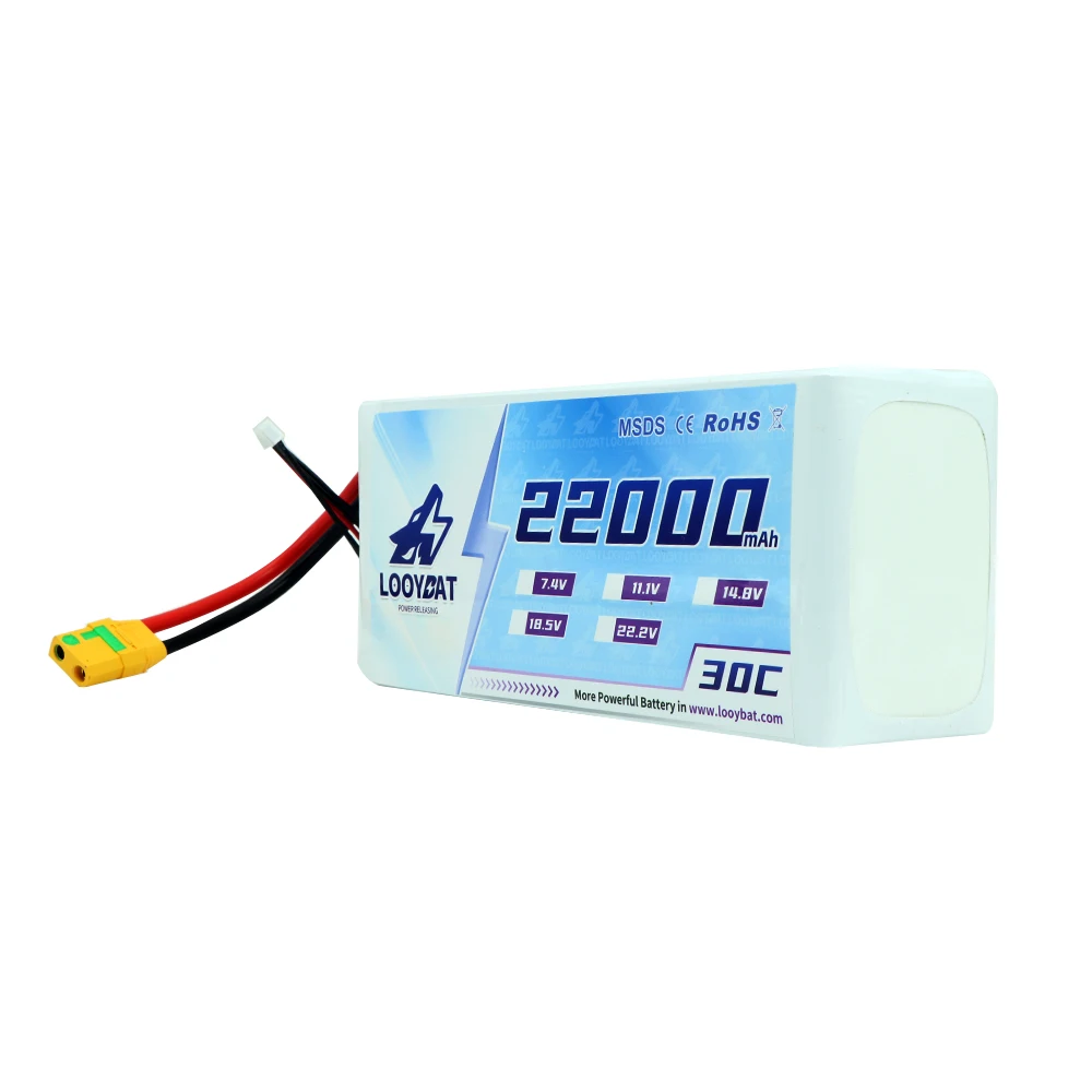 Good quality 100% original LOOYBAT lipo battery 7.4v 2s 6s 30c 22000mah rechargeable battery pack