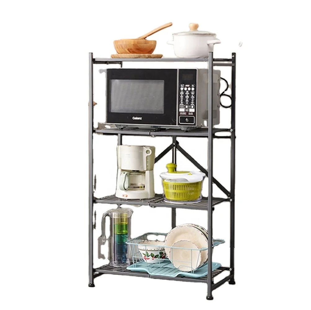 Household storage munfactional folding shelf steel racks for kitchen